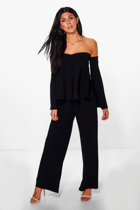Mia Off The Shoulder Top & Wide Leg Trouser Co-Ord